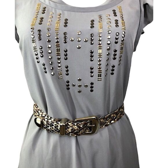 Banana Republic Satin Stud Belted Dress sz 2 - Picture 3 of 9